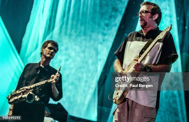 Guitarist Eric Clapton performs with saxophonist David Sanborn at North Sea Jazz festival, The Hague, Netherlands, 11th July 1997.