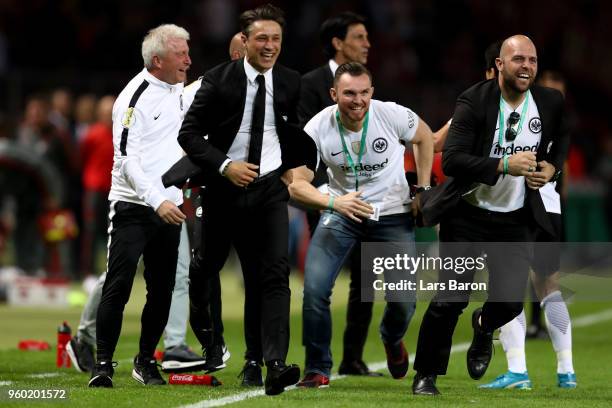 Head coach of Eintracht Frankfurt Niko Kovac reacts after winning the DFB Cup final against Bayern Muenchen and Eintracht Frankfurt at Olympiastadion...