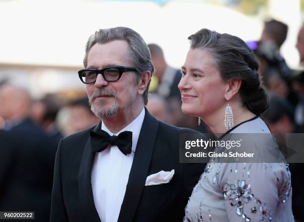 Gary Oldman and Gisele Schmidt attends the screening of "The Man Who Killed Don Quixote" and the Closing Ceremony during the 71st annual Cannes Film...