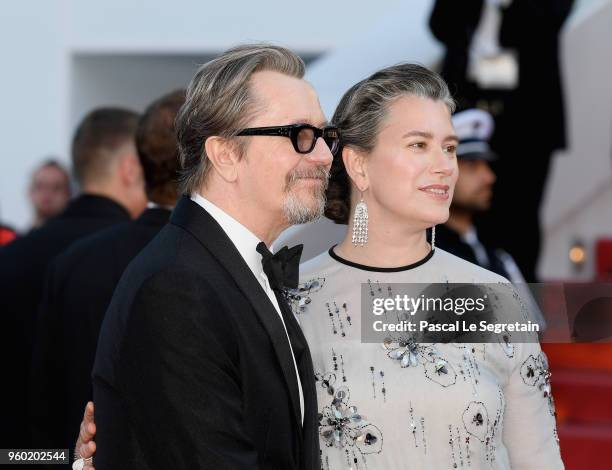 Gary Oldman and Gisele Schmidt attends the screening of "The Man Who Killed Don Quixote" and the Closing Ceremony during the 71st annual Cannes Film...