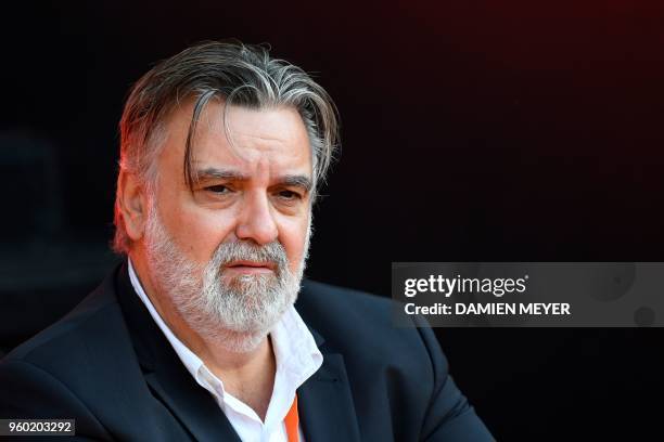 Montpellier's French club president Laurent Nicollin attends the French L1 football match Rennes against Montpellier on May 19, 2018 at the Roazhon...