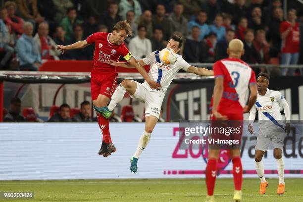 Willem Janssen of FC Utrecht, Thomas Bruns of Vitesse, Ramon Leeuwin of FC Utrecht, Thulani Serero of Vitesse during the Dutch Eredivisie play-offs...