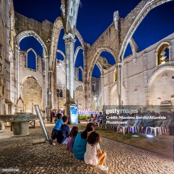 chiado district, convento do carmo (carmo convent), the igreja do carmo during a concert - carmo convent stock-fotos und bilder