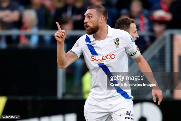 Guram Kashia of Vitesse celebrates 0-1 during the Dutch Eredivisie match between FC Utrecht v Vitesse at the Stadium Galgenwaard on May 19, 2018 in...