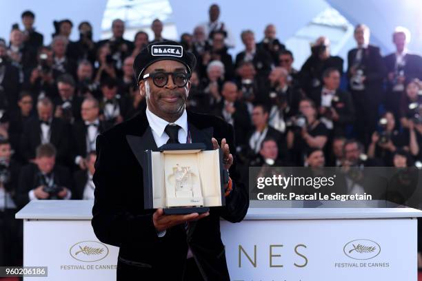 Director Spike Lee poses with the Grand Prix award for 'BlacKkKlansman' at the Palme D'Or Winner Photocall during the 71st annual Cannes Film...