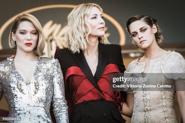 Jury member Lea Seydoux, jury president Cate Blanchett and jury member Kristen Stewart attend the Closing Ceremony & screening of 'The Man Who Killed...