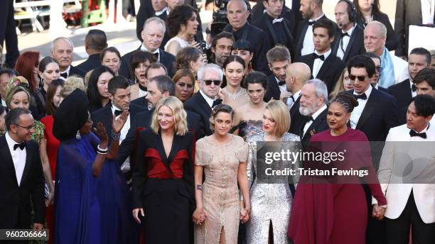 Jury member Andrey Zvyagintsev, Khadja Nin, Jury president Cate Blanchet with jury members Kristen Stewart, Lea Seydoux, Ava DuVernay and Chang Chen...