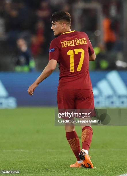 Cengiz Under of AS Roma in action during the UEFA Champions League Semi Final Second Leg match between A.S. Roma and Liverpool FC at Stadio Olimpico...