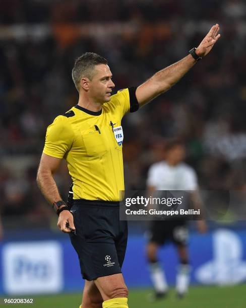 Referee Damir Skomina during the UEFA Champions League Semi Final Second Leg match between A.S. Roma and Liverpool FC at Stadio Olimpico on May 2,...