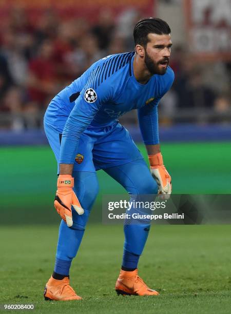 Alisson Becker of AS Roma in action during the UEFA Champions League Semi Final Second Leg match between A.S. Roma and Liverpool FC at Stadio...