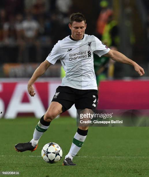 James Milner of Liverpool FC in action the UEFA Champions League Semi Final Second Leg match between A.S. Roma and Liverpool FC at Stadio Olimpico on...