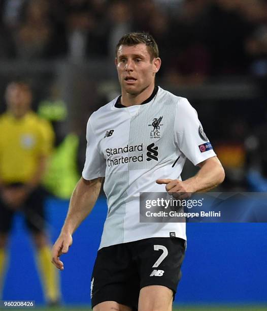 James Milner of Liverpool FC in action the UEFA Champions League Semi Final Second Leg match between A.S. Roma and Liverpool FC at Stadio Olimpico on...
