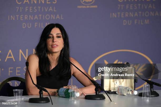 Director Nadine Labaki winner of the Jury Prize award for 'Capharnaum' attends the press conference for the Palme D'Or Winner during the 71st annual...