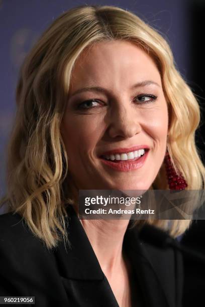 Jury president Cate Blanchett attends the press conference for the Jury during the 71st annual Cannes Film Festival at Palais des Festivals on May...