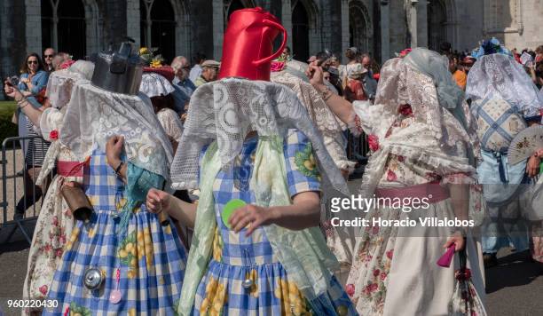 Members of Mascarilla Que No Me Conoces of Jaen, Spain, at the XIII Parade of Iberian Masks by Jeronimos Monastery during the XIII International...