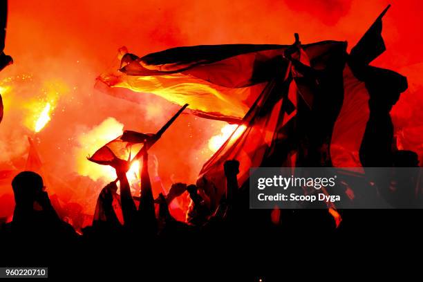 Ultras of FC Nantes during the Ligue 1 match between Nantes and Strasbourg at Stade de la Beaujoire on May 19, 2018 in Nantes, .