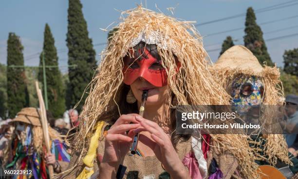 Members of The Mummers group of Ireland at the XIII Parade of Iberian Masks by Jeronimos Monastery during the XIII International Festival of the...