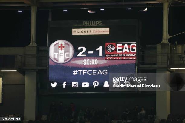 Illustration Score Board during the Ligue 1 match between Toulouse and EA Guingamp at Stadium Municipal on May 19, 2018 in Toulouse, .