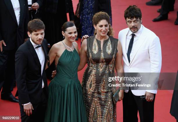 Un Certain Regard jury members Kantemir Balagov, Annemarie Jacir, Un Certain Regard president Benicio Del Toro with jury member Virginie Ledoyen...