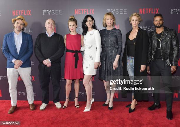 Manuel Billeter, Jeph Loeb, Rachel Taylor, Krysten Ritter, Melissa Rosenberg, Janet McTeer, and Eka Darville arrive at the #NETFLIXFYSEE event for...