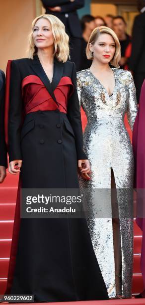 Jury president Cate Blanchett and jury member Lea Seydoux arrive for the screening of 'The Man who Killed Don Quixote' and Closing Awards Ceremony at...