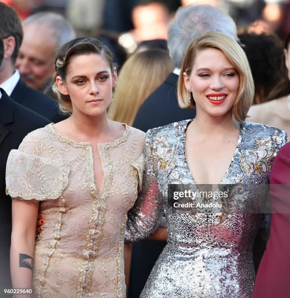 Jury members Kristen Stewart and Lea Seydoux arrive for the screening of 'The Man who Killed Don Quixote' and Closing Awards Ceremony at the 71st...