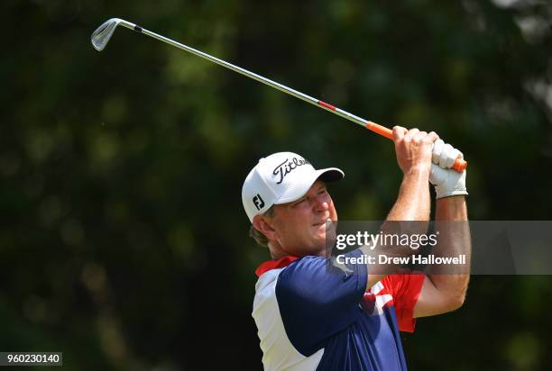 Wes Short Jr., of the United States plays his tee shot on the 17th hole during the third round of the Regions Tradition at Greystone Golf & Country...