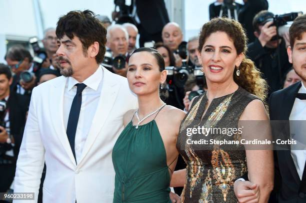 Benicio Del Toro, Virginie Ledoyen ,Annemarie Jacir attend the Closing Ceremony and the screening of "The Man Who Killed Don Quixote" during the 71st...