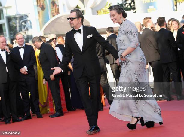 Gary Oldman and Gisele Schmidt attends the screening of "The Man Who Killed Don Quixote" and the Closing Ceremony during the 71st annual Cannes Film...
