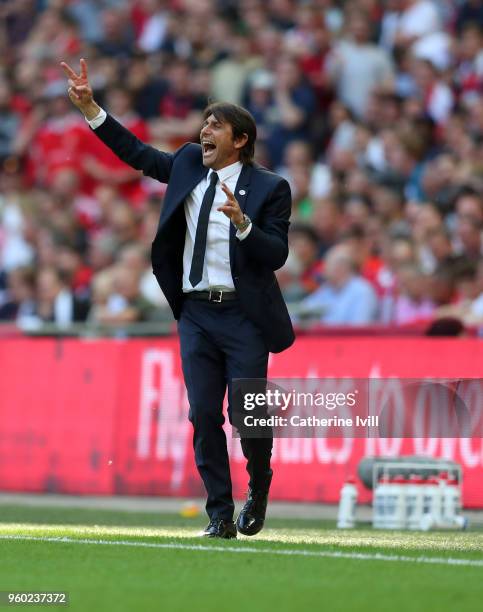 Antonio Conte manager / head coach of Chelsea during The Emirates FA Cup Final between Chelsea and Manchester United at Wembley Stadium on May 19,...