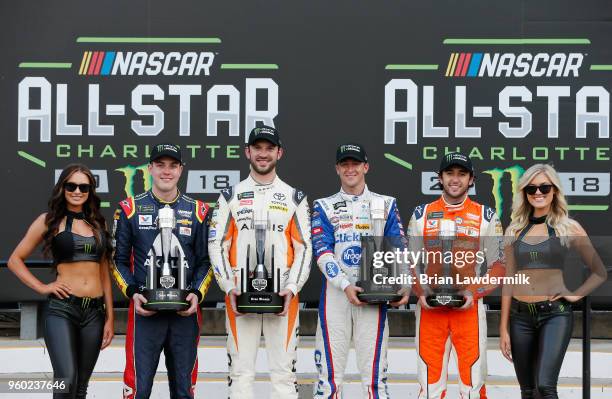 Alex Bowman, driver of the Axalta Chevrolet, Daniel Suarez, driver of the ARRIS Toyota, AJ Allmendinger, driver of the Kroger ClickList Chevrolet,...