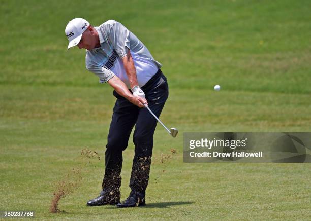 Kevin Sutherland of the United States plays a shot on the fifth hole during the third round of the Regions Tradition at Greystone Golf & Country Club...