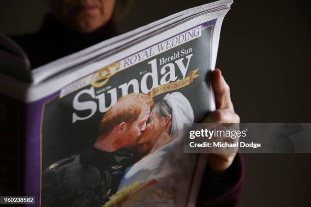 Front covers of the Sunday newspapers seen following the Royal Wedding on May 20, 2018 in Melbourne, Australia. Prince Harry and Meghan Markle wed...