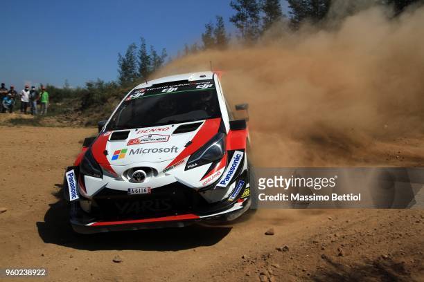 Esapekka Lappi of Finland and Janne Ferm of Finland compete in their Toyota Gazoo Racing WRT Toyota Yaris WRC during Day Three of the WRC Portugal on...