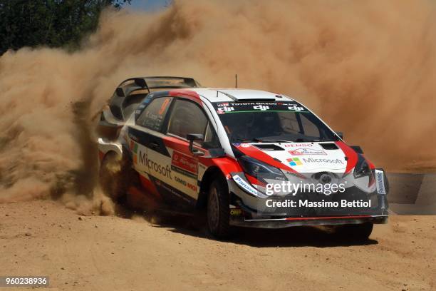 Esapekka Lappi of Finland and Janne Ferm of Finland compete in their Toyota Gazoo Racing WRT Toyota Yaris WRC during Day Three of the WRC Portugal on...