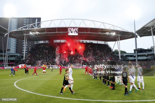 Line-up, during the Dutch Eredivisie play-offs final match between FC Utrecht and Vitesse Arnhem at the Galgenwaard Stadium on May 19, 2018 in...