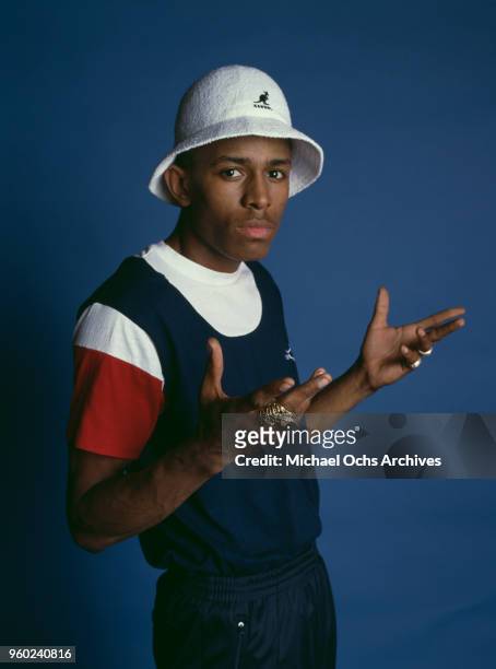 American hip hop and R&B musician, MC Shan , circa 1988.