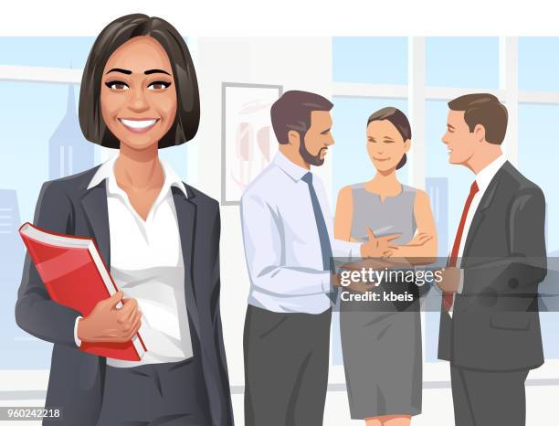 young business team - elegant woman smile stock illustrations