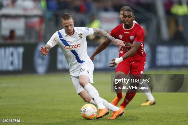 Alexander Buttner of Vitesse, Gyrano Kerk of FC Utrecht, Bryan Linssen of Vitesse during the Dutch Eredivisie play-offs final match between FC...