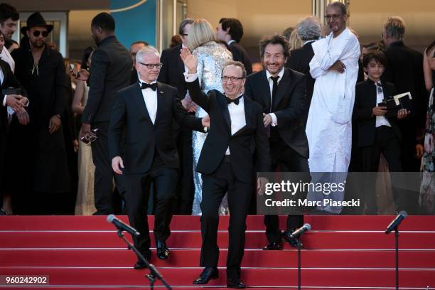 Actor Roberto Benigni after the performance by Sting and Shaggy on the red carpet steps during the 71st annual Cannes Film Festival at Palais des...