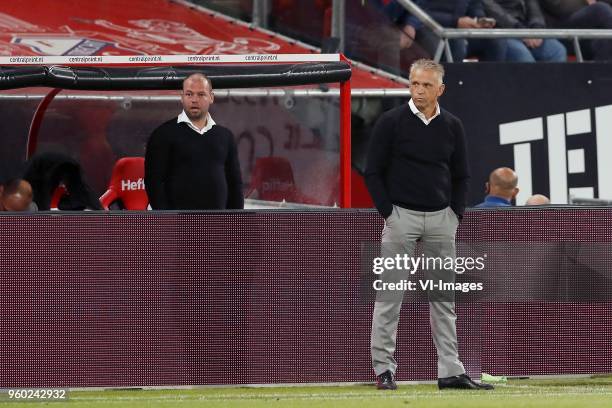 Assistant trainer Nicky Hofs of Vitesse, coach Edward Sturing of Vitesse during the Dutch Eredivisie play-offs final match between FC Utrecht and...