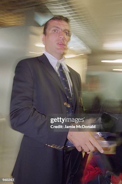 Tour Captain Martin Johnson at Heathrow Airport prior to his departure on the British Lions tour of Australia. \ Mandatory Credit: Jamie McDonald...