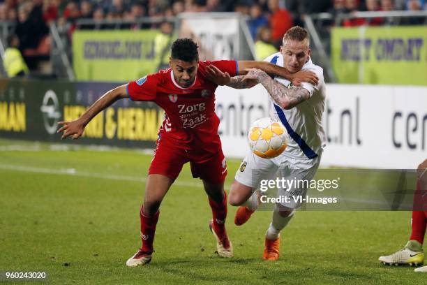 Anouar Kali of FC Utrecht, Alexander Buttner of Vitesse during the Dutch Eredivisie play-offs final match between FC Utrecht and Vitesse Arnhem at...