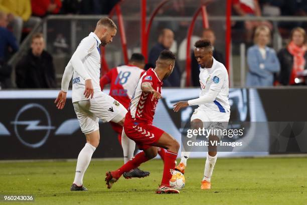 Luc Castaignos of Vitesse, Anouar Kali of FC Utrecht, Thulani Serero of Vitesse during the Dutch Eredivisie play-offs final match between FC Utrecht...