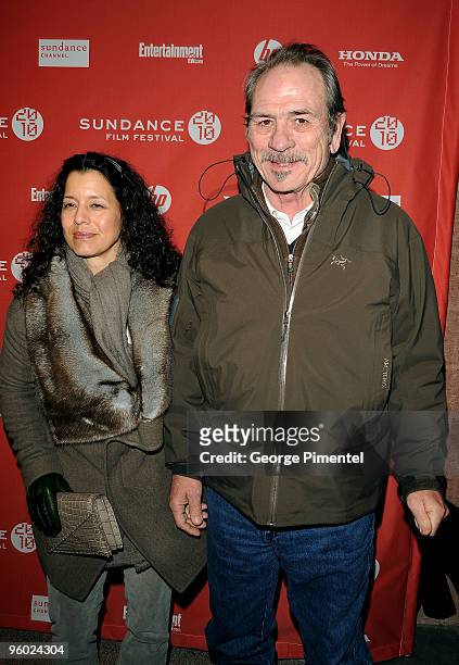 Actor Tommy Lee Jones and wife Dawn Laurel attend the "The Company Men" Premiere at Eccles Center Theatre during the 2010 Sundance Film Festival on...