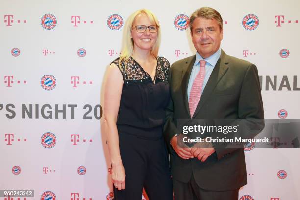 Sigmar Gabriel and Anke Stadler attends the FC Bayern Muenchen Champions Party at Deutsche Telekom's representative office on May 19, 2018 in Berlin,...