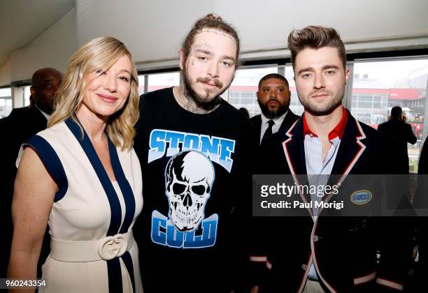 Chairman and CEO of The Stronach Group Belinda Stronach, musical artist Post Malone, and DJ Frank Walker attend The Stronach Group Chalet at 143rd...