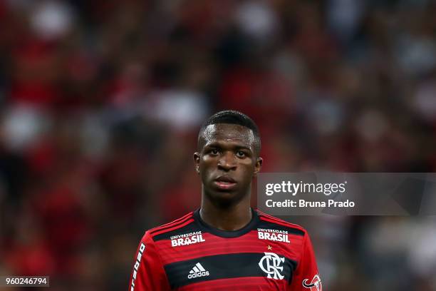 Vinicius Junior of Flamengo during a match between Flamengo and Vasco as part of Brasileirao Series A 2018 at Maracana Stadium on May 19, 2018 in Rio...