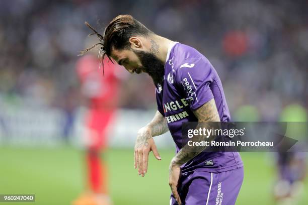 Jimmy Durmaz of Toulouse reacts during the Ligue 1 match between Toulouse and EA Guingamp at Stadium Municipal on May 19, 2018 in Toulouse, .