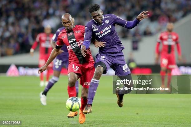 Yaya Sanogo of Toulouse in action during the Ligue 1 match between Toulouse and EA Guingamp at Stadium Municipal on May 19, 2018 in Toulouse, .